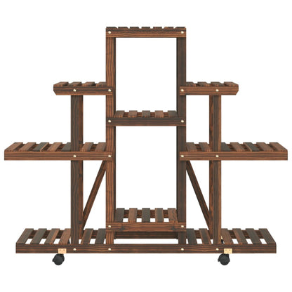 vidaXL Support à fleurs avec roues 110x25x101 cm bois massif de sapin