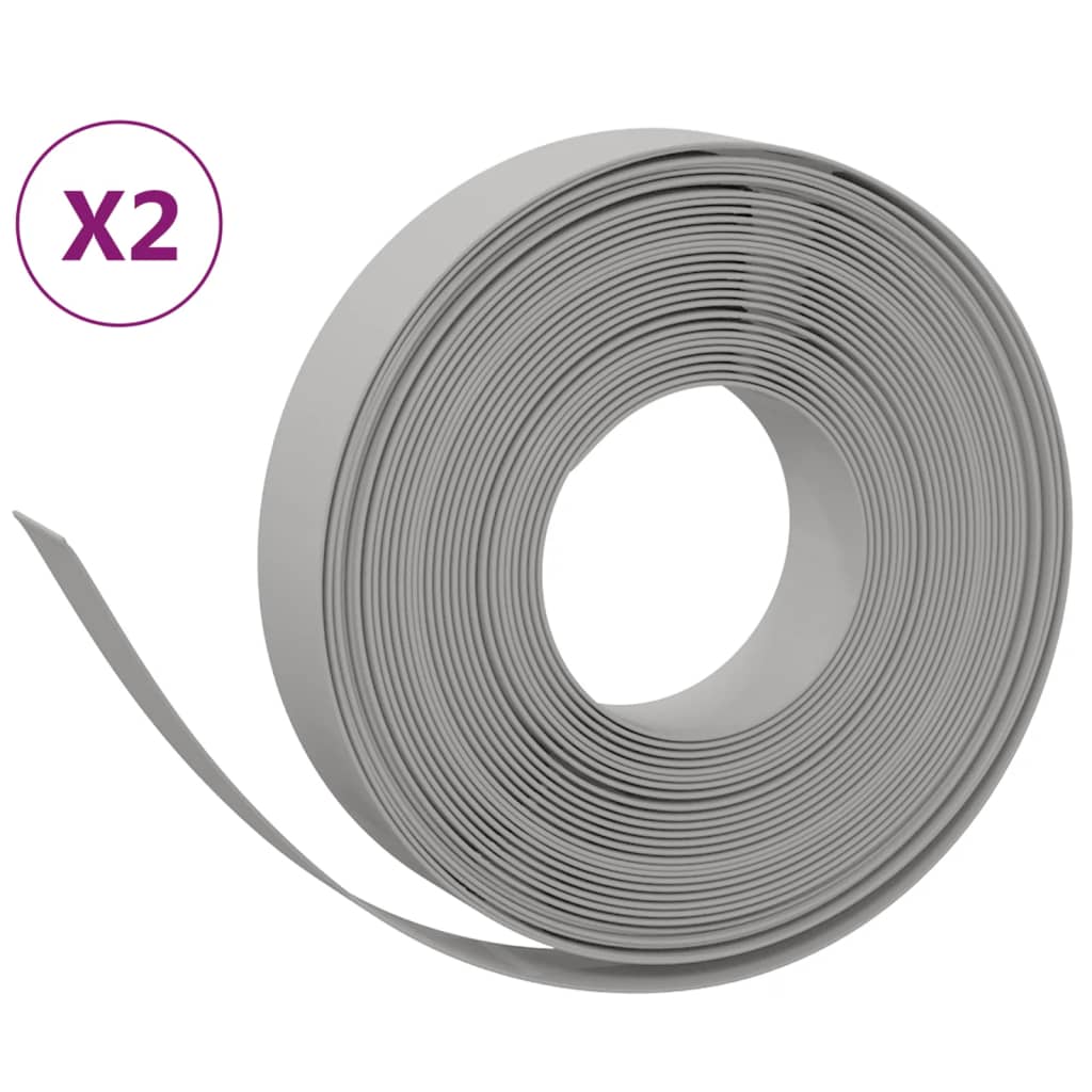 vidaXL Bordures de jardin 2 pcs gris 10 m 10 cm polyéthylène