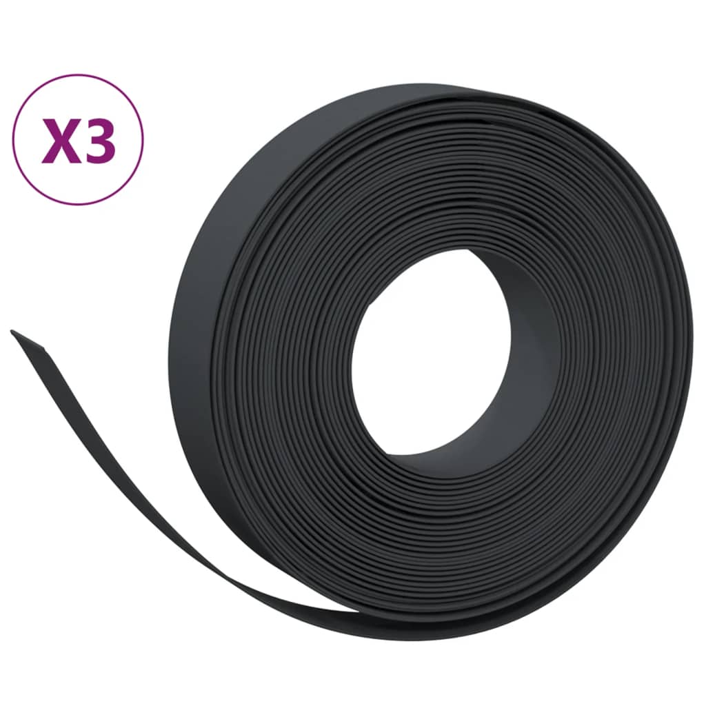 vidaXL Bordures de jardin 3 pcs noir 10 m 10 cm polyéthylène