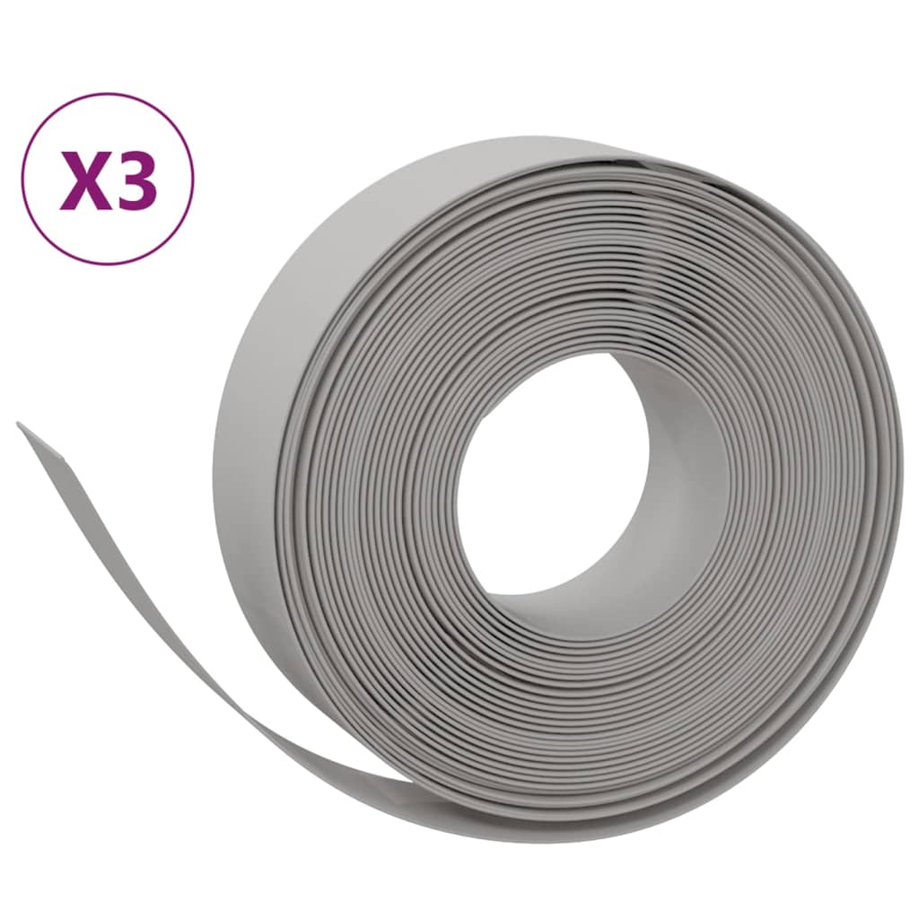 vidaXL Bordures de jardin 3 pcs gris 10 m 15 cm polyéthylène