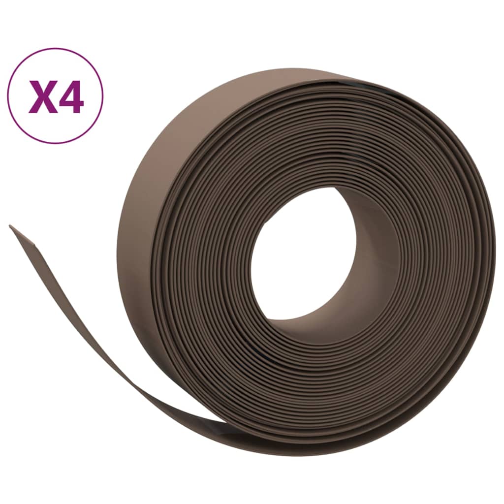 vidaXL Bordures de jardin 4 pcs marron 10 m 15 cm polyéthylène