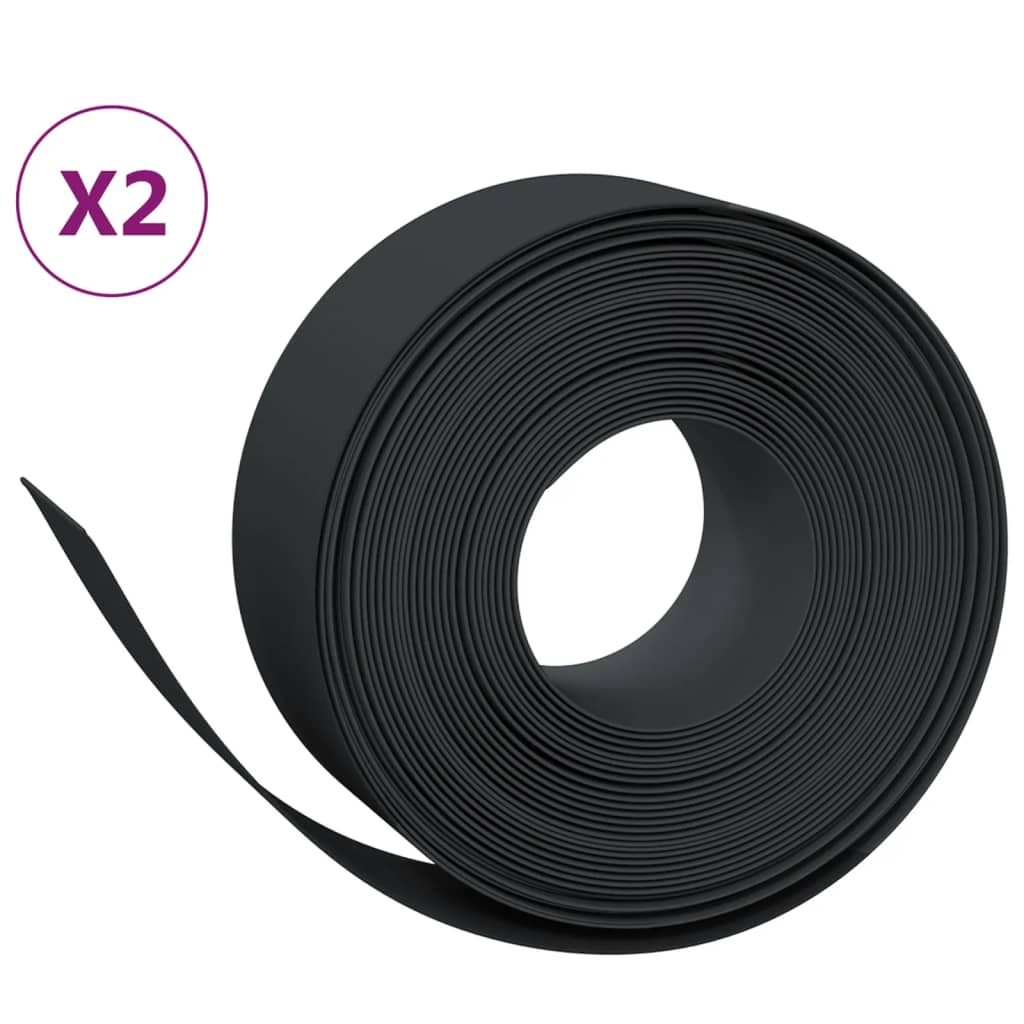 vidaXL Bordures de jardin 2 pcs noir 10 m 20 cm polyéthylène