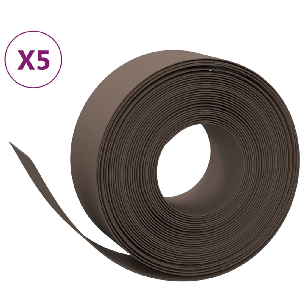 vidaXL Bordures de jardin 5 pcs marron 10 m 20 cm polyéthylène