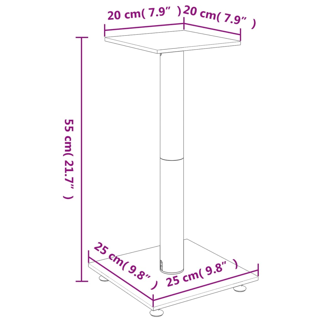 vidaXL Supports de haut-parleurs 2 pcs noir verre trempé 1 pilier