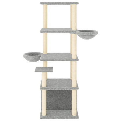 vidaXL Arbre à chat avec griffoirs en sisal gris clair 147 cm