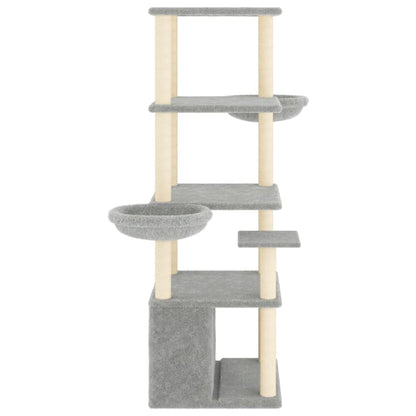 vidaXL Arbre à chat avec griffoirs en sisal gris clair 147 cm