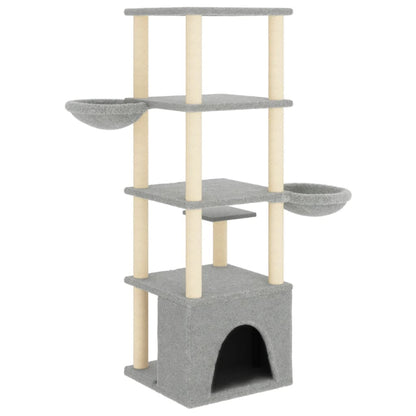 vidaXL Arbre à chat avec griffoirs en sisal gris clair 147 cm