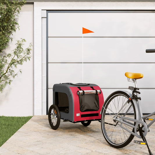 vidaXL Remorque de vélo pour animaux de compagnie rouge et gris