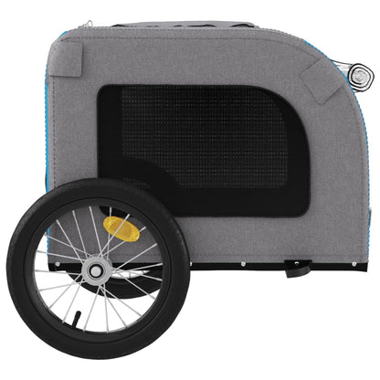 vidaXL Remorque de vélo pour animaux de compagnie bleu et gris