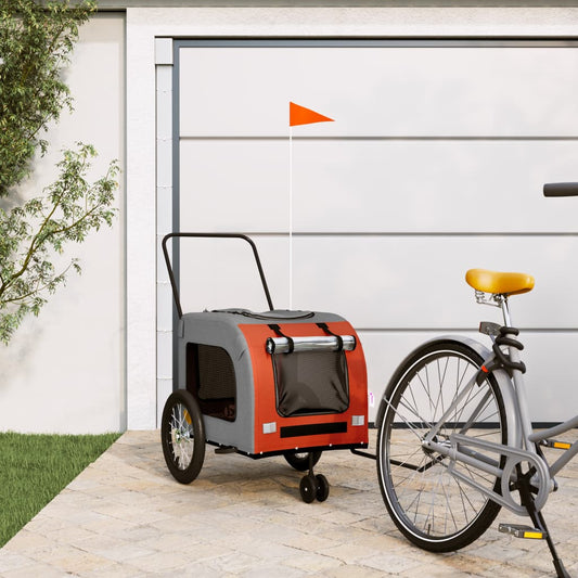 vidaXL Remorque de vélo pour animaux de compagnie orange et gris