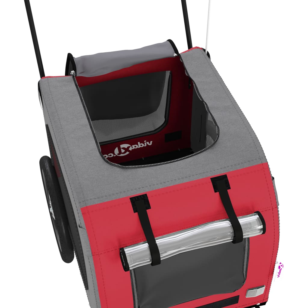 vidaXL Remorque de vélo pour animaux de compagnie rouge et gris