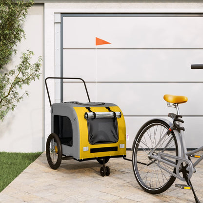 vidaXL Remorque de vélo pour animaux de compagnie jaune et gris
