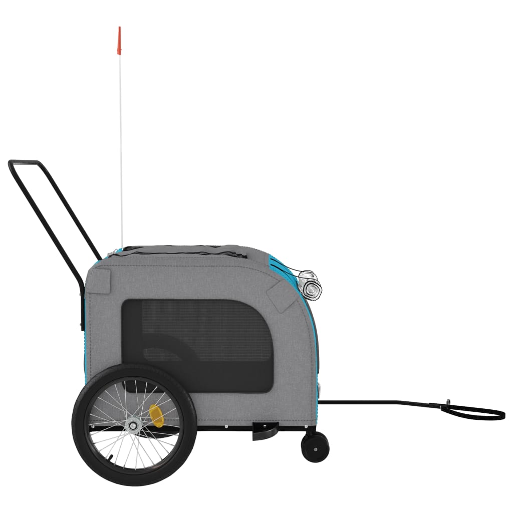 vidaXL Remorque de vélo pour animaux de compagnie bleu et gris