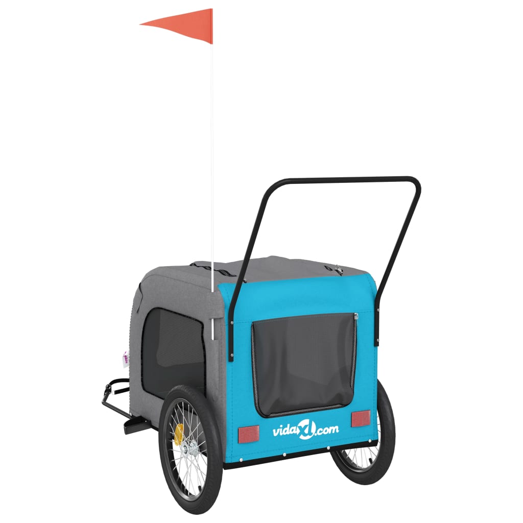 vidaXL Remorque de vélo pour animaux de compagnie bleu et gris