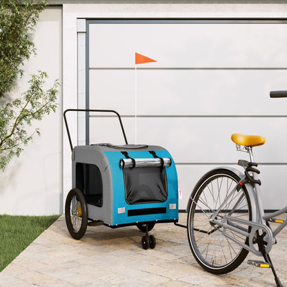 vidaXL Remorque de vélo pour animaux de compagnie bleu et gris