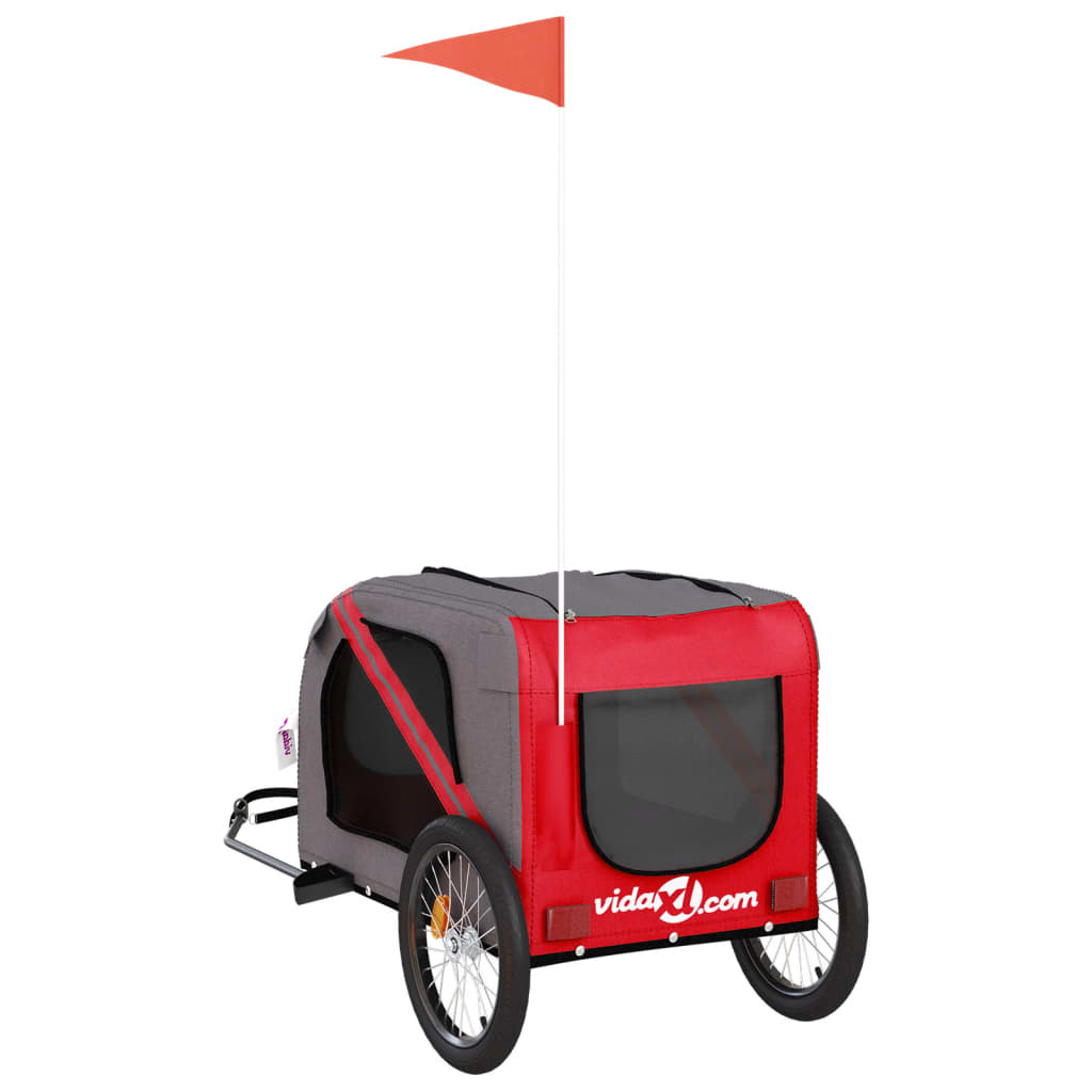vidaXL Remorque de vélo pour animaux de compagnie rouge et gris