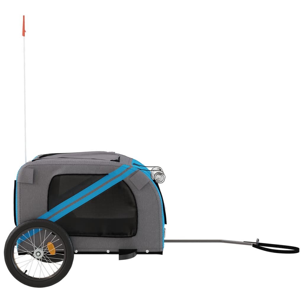 vidaXL Remorque de vélo pour animaux de compagnie bleu et gris