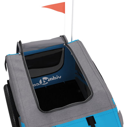 vidaXL Remorque de vélo pour animaux de compagnie bleu et gris