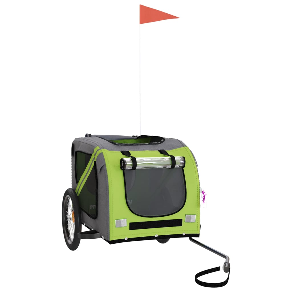 vidaXL Remorque de vélo pour animaux de compagnie vert et gris