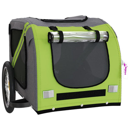 vidaXL Remorque de vélo pour animaux de compagnie vert et gris