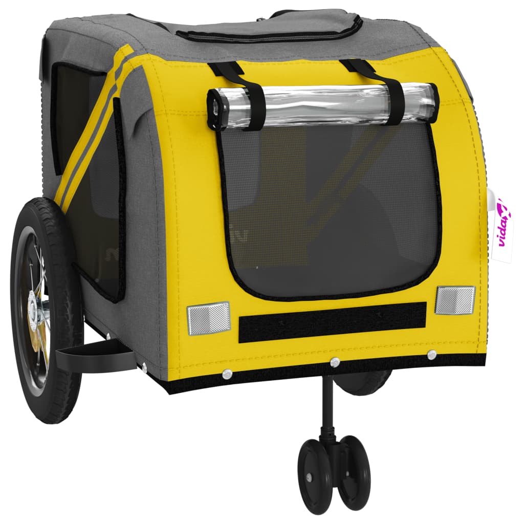 vidaXL Remorque de vélo pour animaux de compagnie jaune et noir