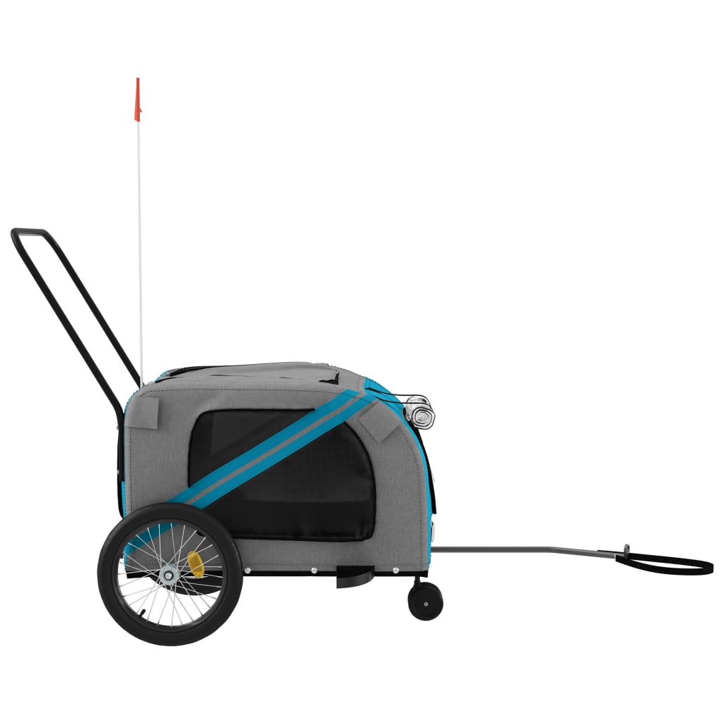 vidaXL Remorque de vélo pour animaux de compagnie bleu et gris