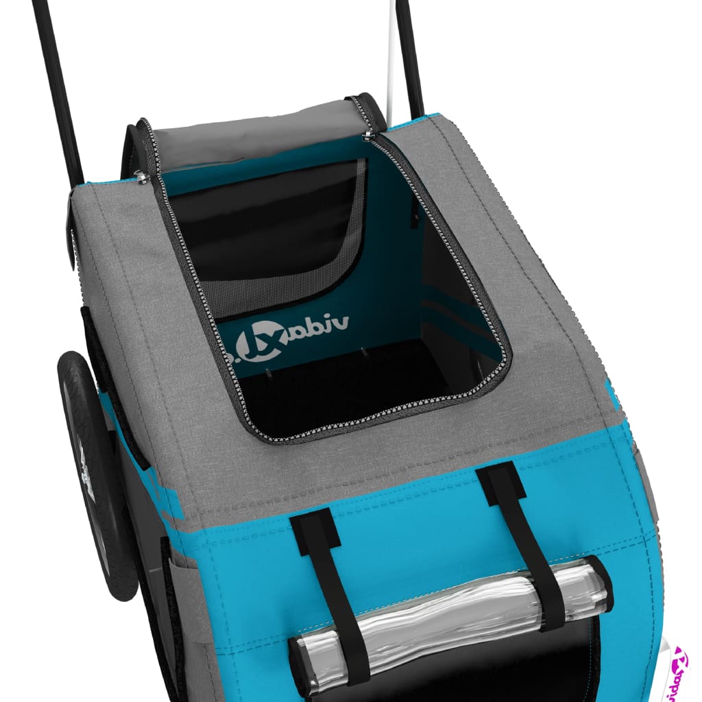 vidaXL Remorque de vélo pour animaux de compagnie bleu et gris