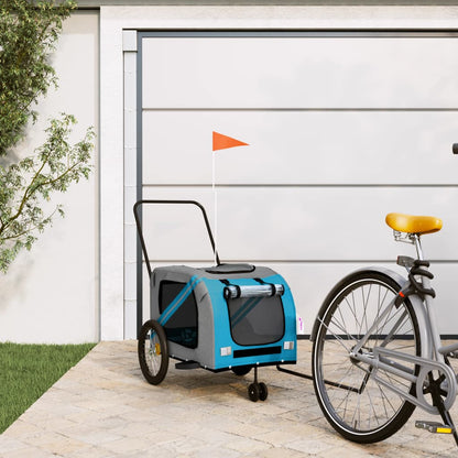 vidaXL Remorque de vélo pour animaux de compagnie bleu et gris