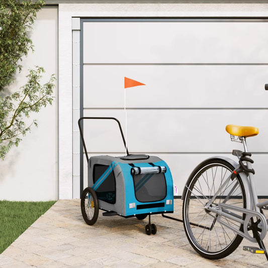 vidaXL Remorque de vélo pour animaux de compagnie bleu et gris