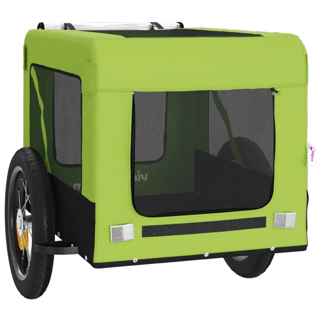 vidaXL Remorque de vélo pour animaux de compagnie vert et noir