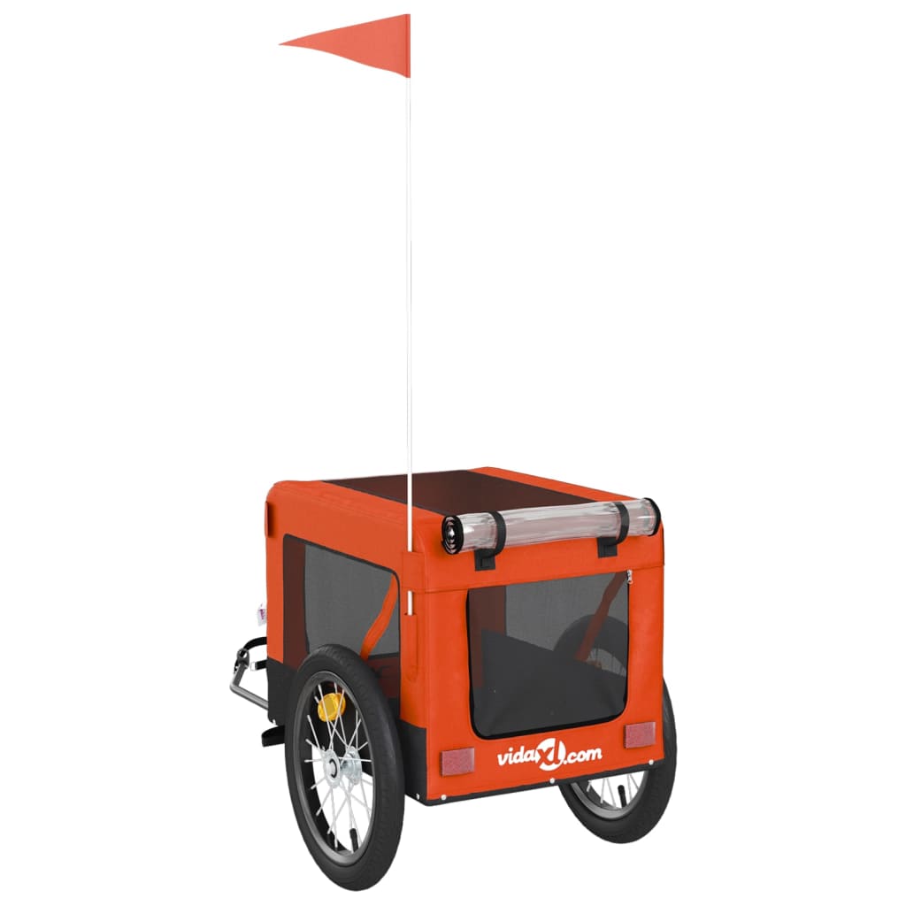 vidaXL Remorque de vélo pour animaux de compagnie orange et noir