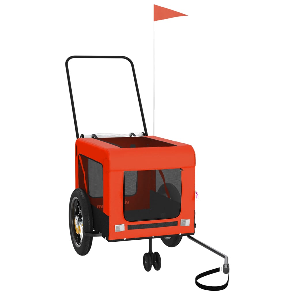 vidaXL Remorque de vélo pour animaux de compagnie orange et noir
