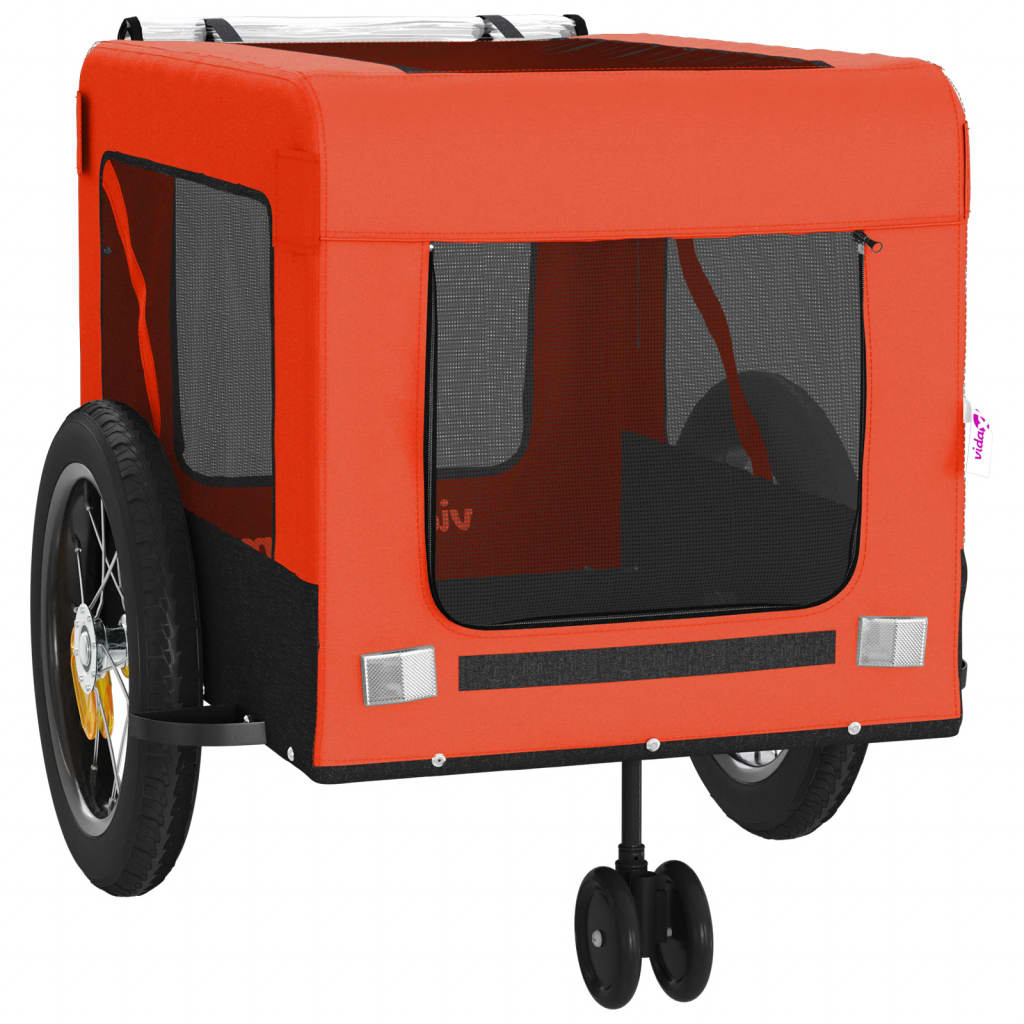 vidaXL Remorque de vélo pour animaux de compagnie orange et noir