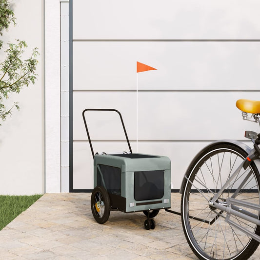 vidaXL Remorque de vélo pour animaux de compagnie gris et noir