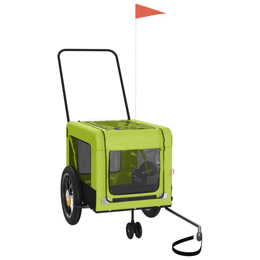 vidaXL Remorque de vélo pour animaux de compagnie vert et noir