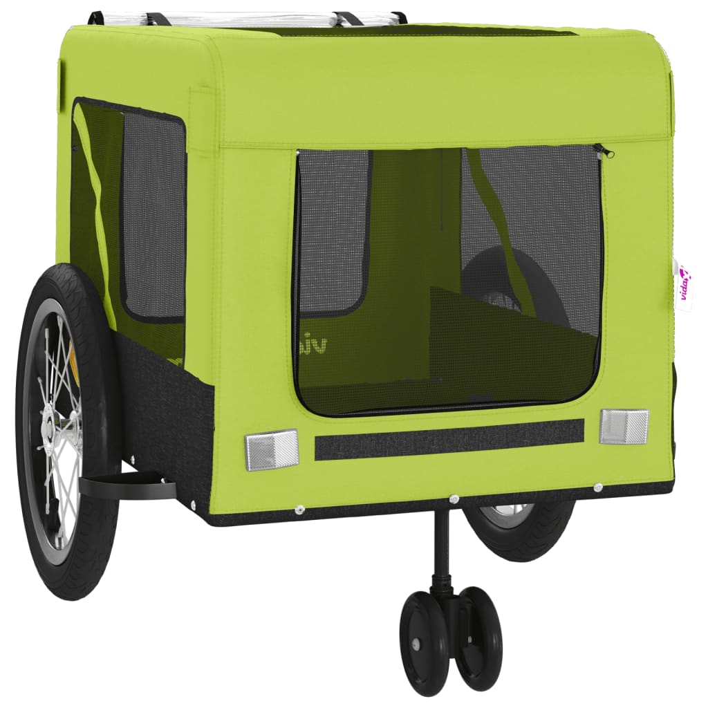 vidaXL Remorque de vélo pour animaux de compagnie vert et noir