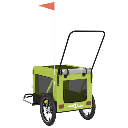 vidaXL Remorque de vélo pour animaux de compagnie vert et noir