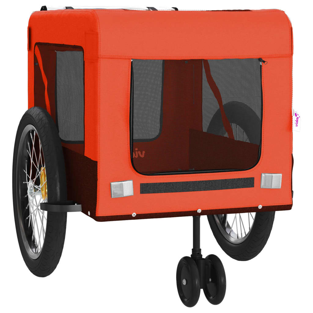vidaXL Remorque de vélo pour animaux de compagnie orange et noir
