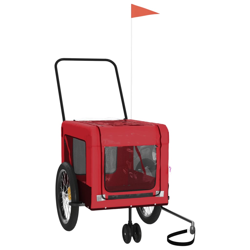 vidaXL Remorque de vélo pour animaux de compagnie rouge et noir