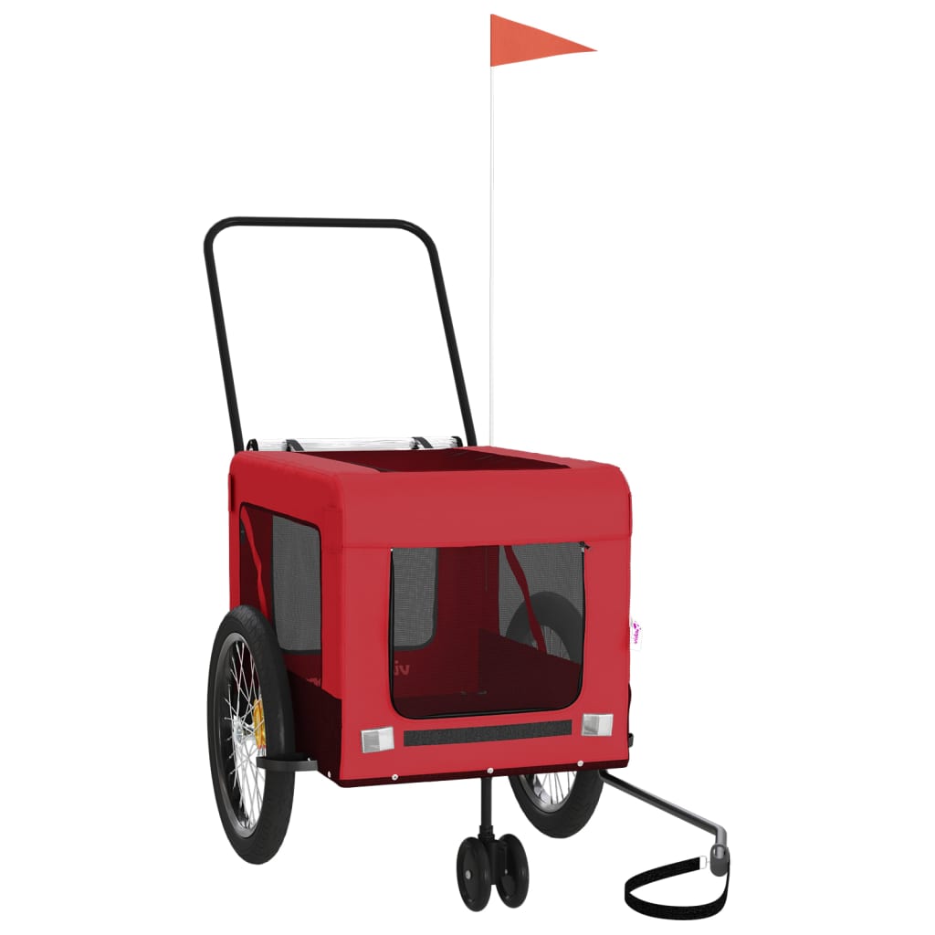 vidaXL Remorque de vélo pour animaux de compagnie rouge et noir
