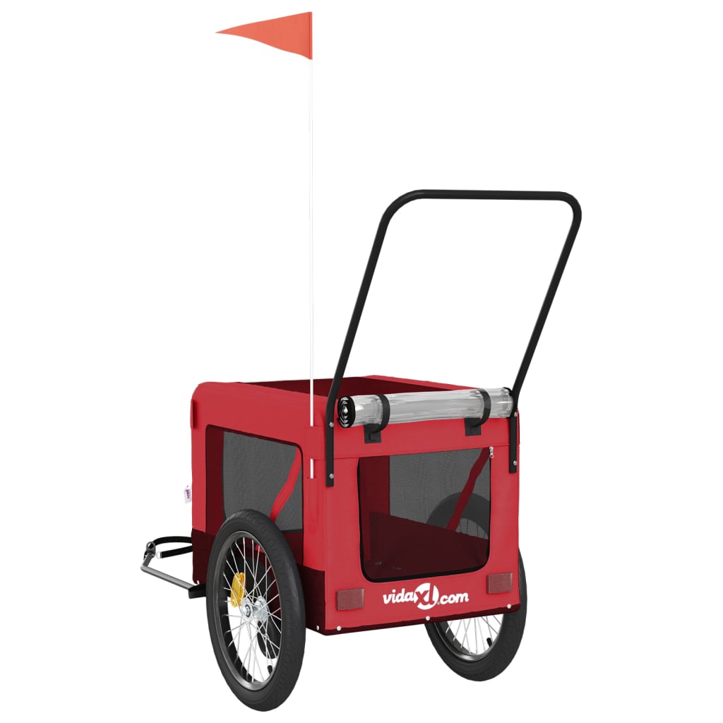 vidaXL Remorque de vélo pour animaux de compagnie rouge et noir