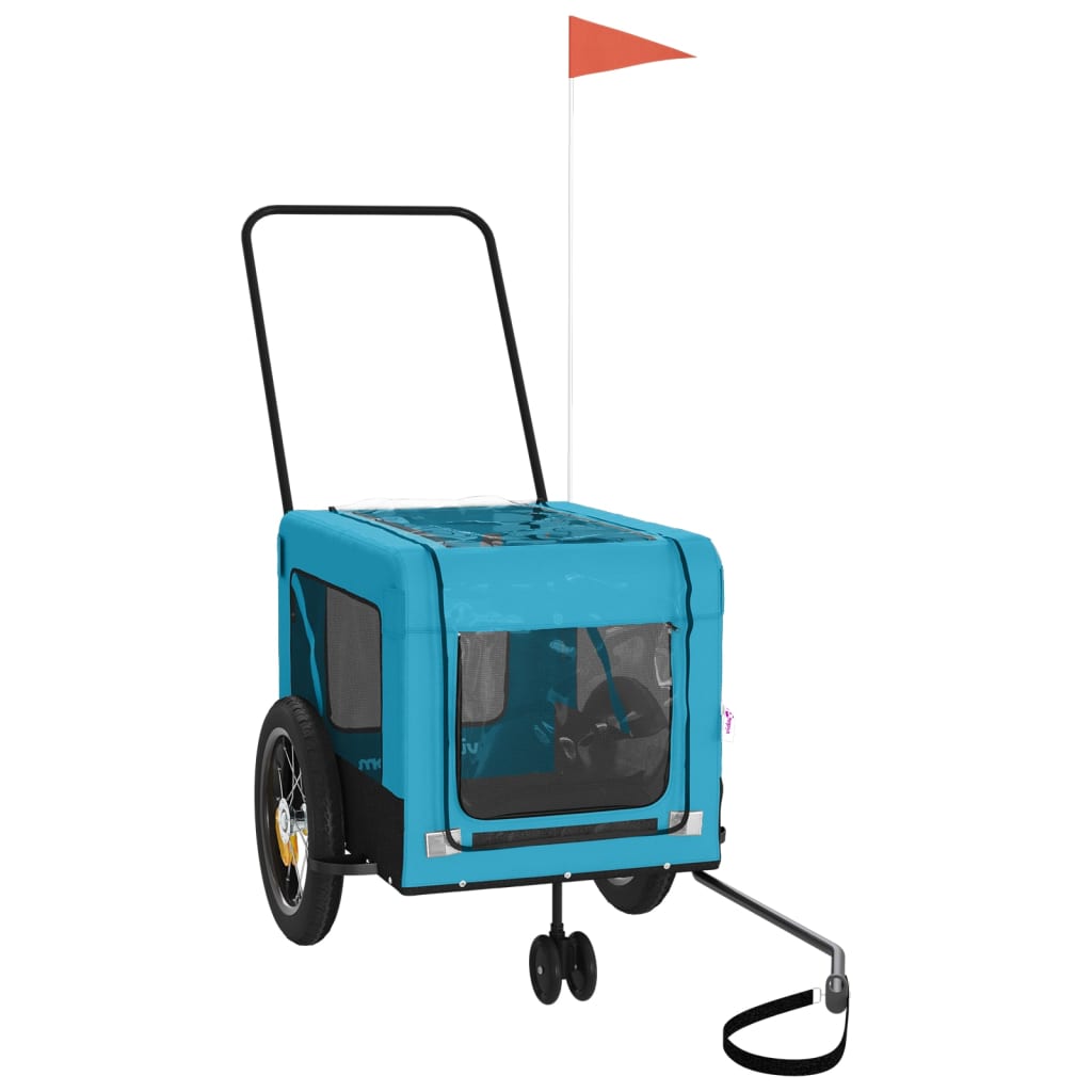 vidaXL Remorque de vélo pour animaux de compagnie bleu et noir