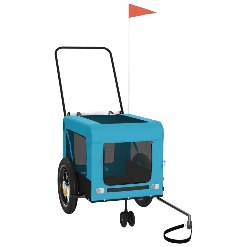 vidaXL Remorque de vélo pour animaux de compagnie bleu et noir