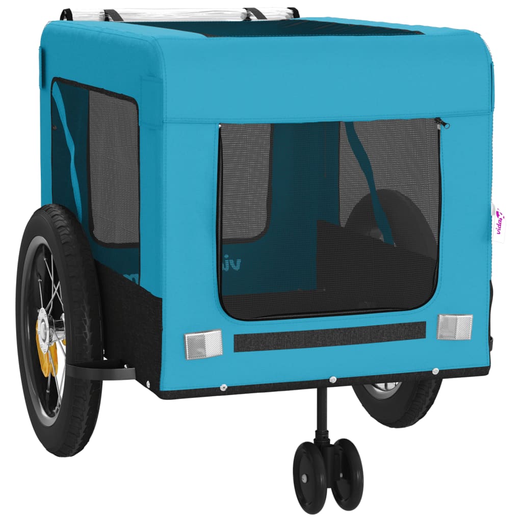 vidaXL Remorque de vélo pour animaux de compagnie bleu et noir