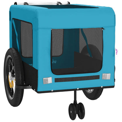 vidaXL Remorque de vélo pour animaux de compagnie bleu et noir
