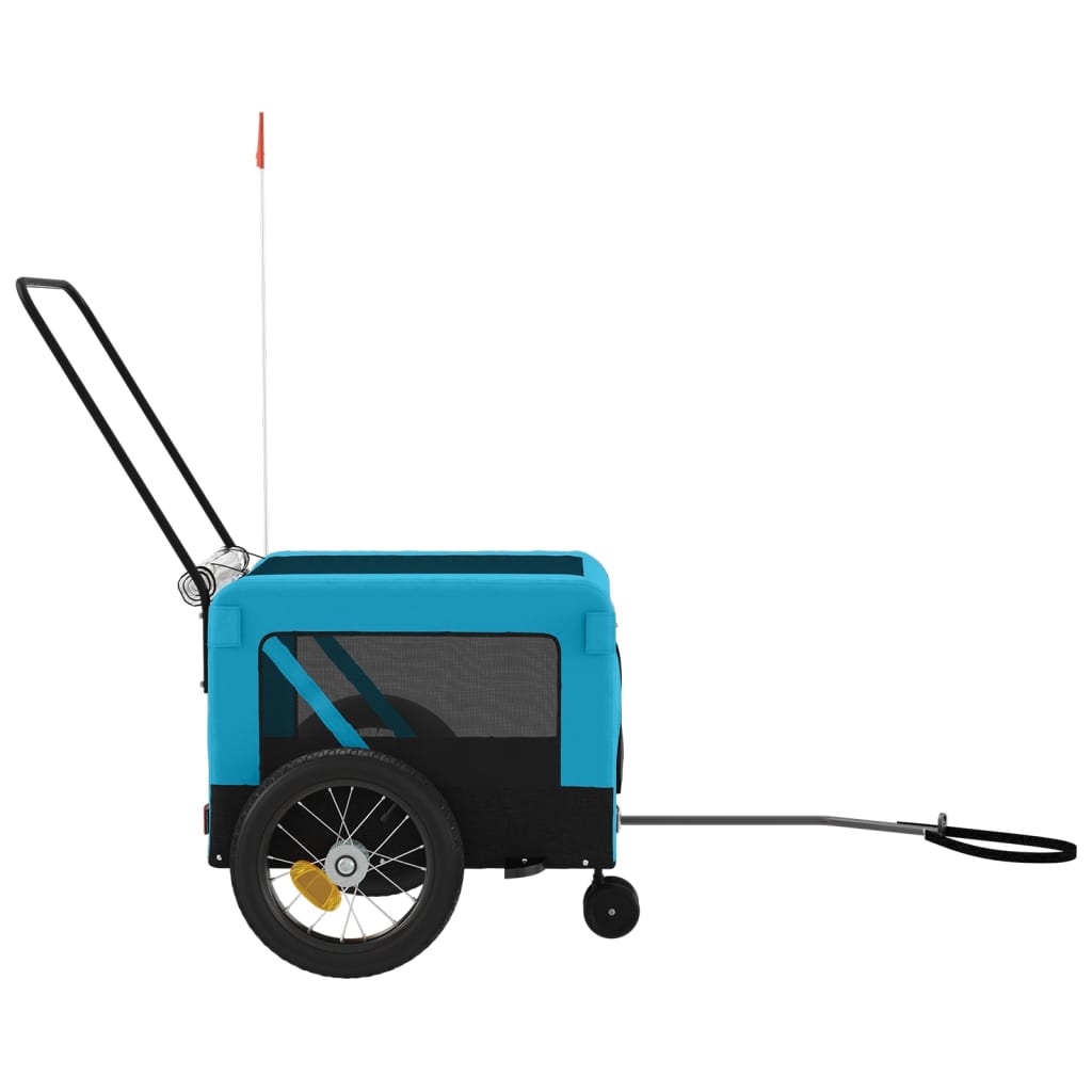 vidaXL Remorque de vélo pour animaux de compagnie bleu et noir
