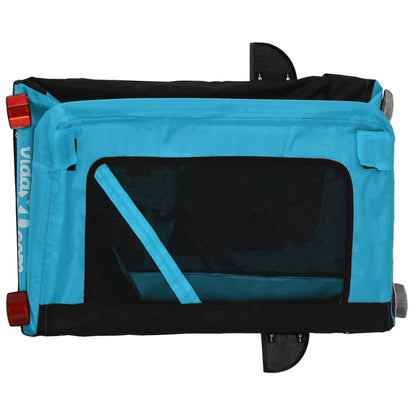 vidaXL Remorque de vélo pour animaux de compagnie bleu et noir