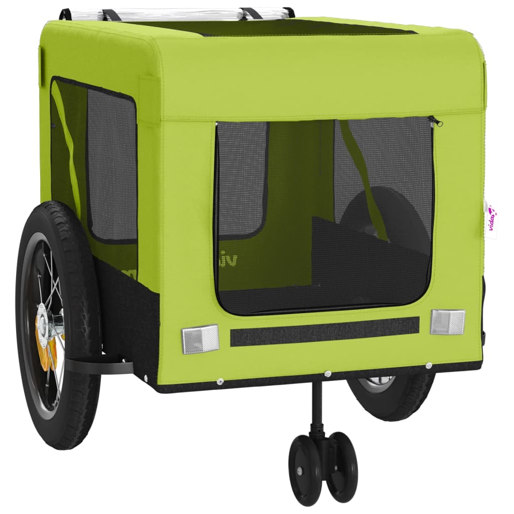 vidaXL Remorque de vélo pour animaux de compagnie vert et noir