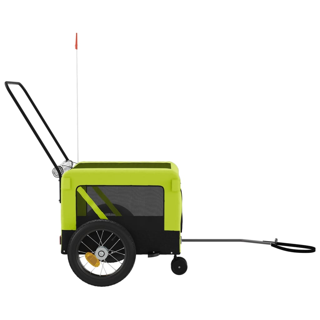 vidaXL Remorque de vélo pour animaux de compagnie vert et noir