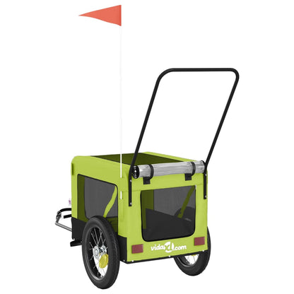 vidaXL Remorque de vélo pour animaux de compagnie vert et noir